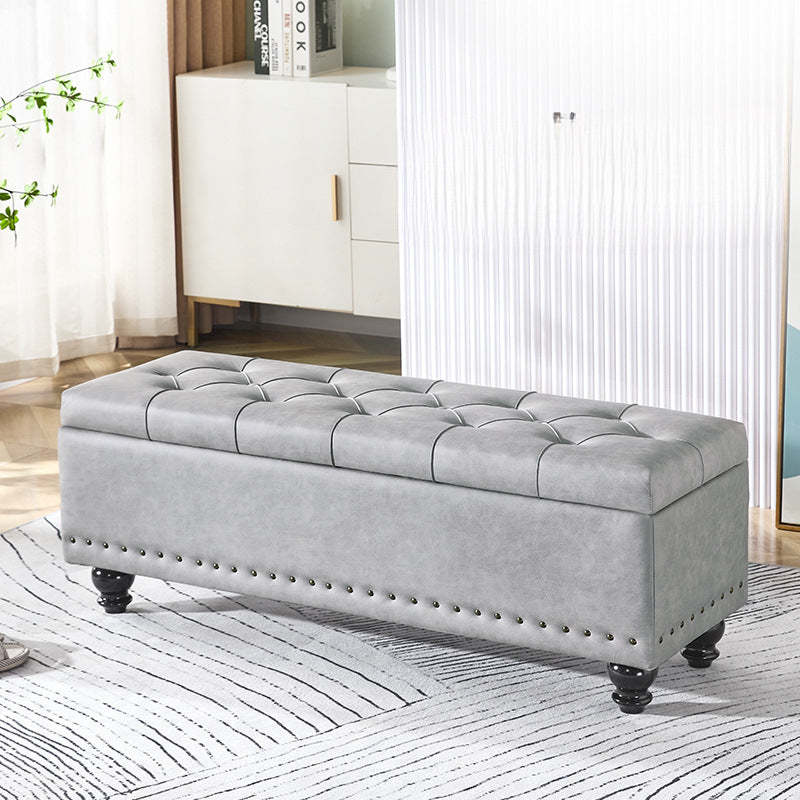 Scandinavian Fabric Wood Storage Bench — Pink
