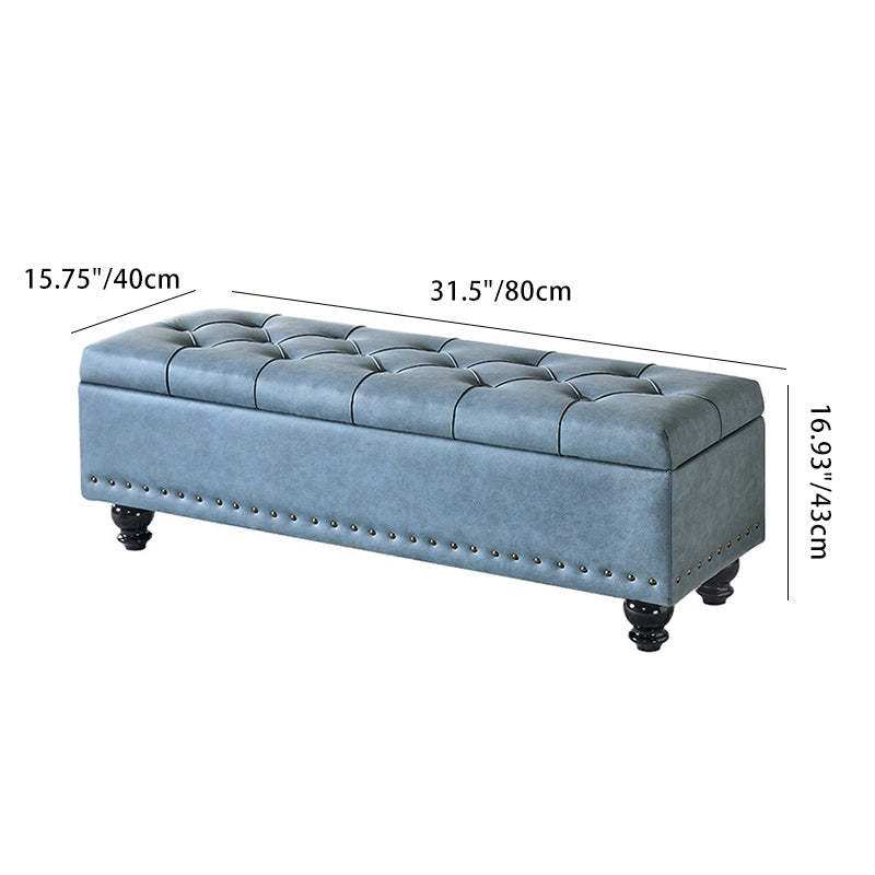 Scandinavian Fabric Wood Storage Bench — Cyan