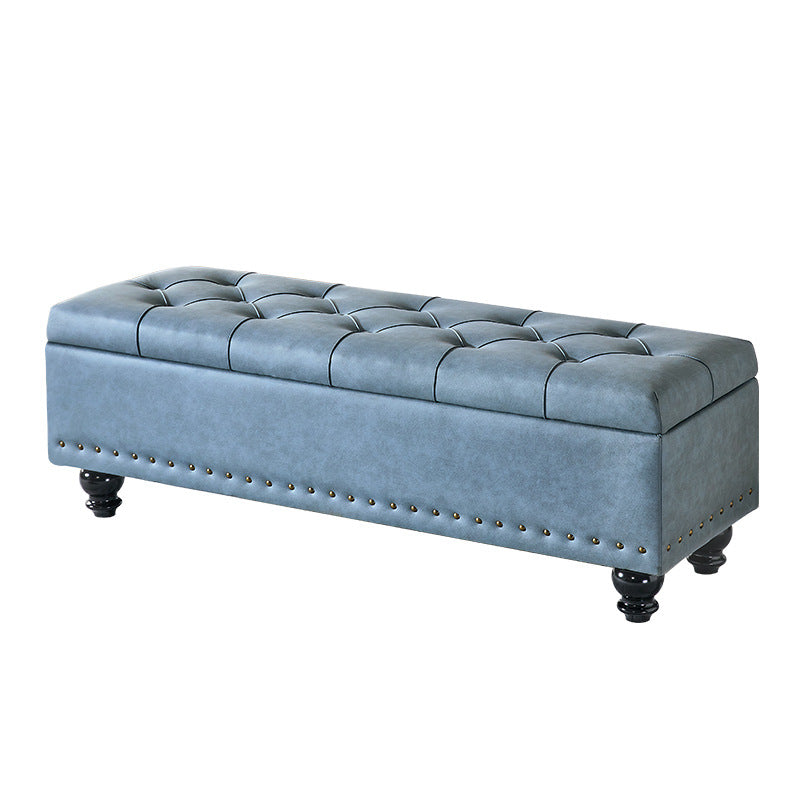 Scandinavian Fabric Wood Storage Bench — Light Gray