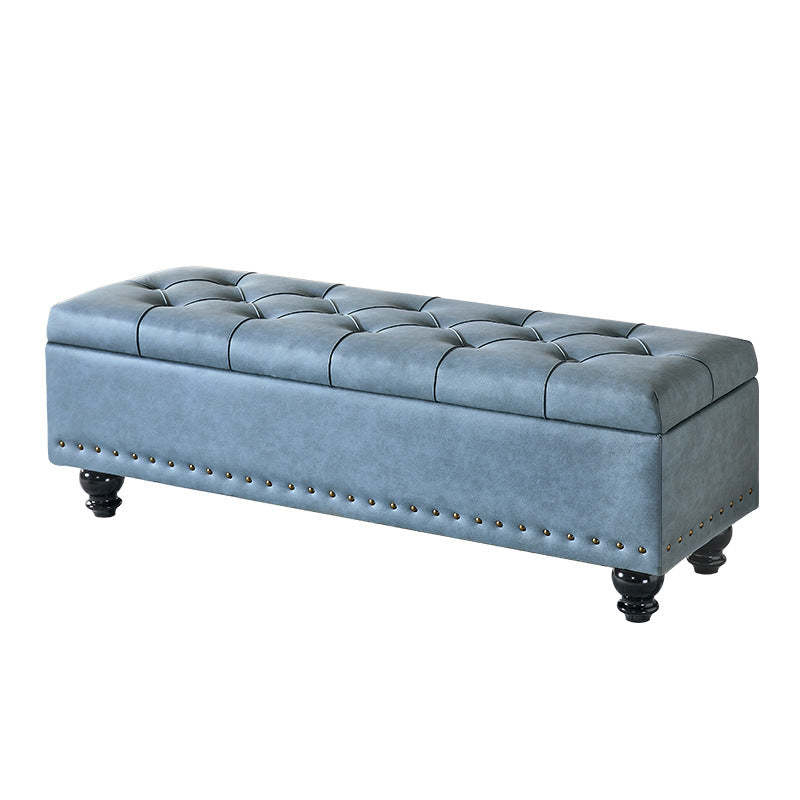 Scandinavian Fabric Wood Storage Bench — Light Gray