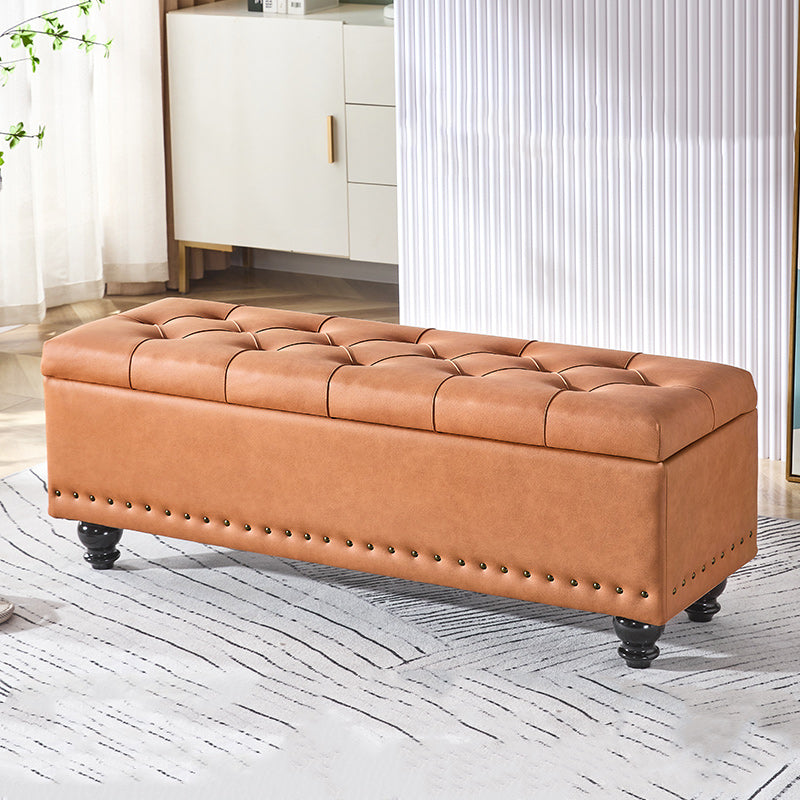 Scandinavian Fabric Wood Storage Bench — Light Blue