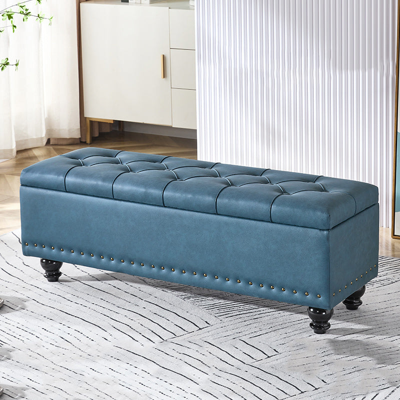 Scandinavian Fabric Wood Storage Bench — Dark Gray