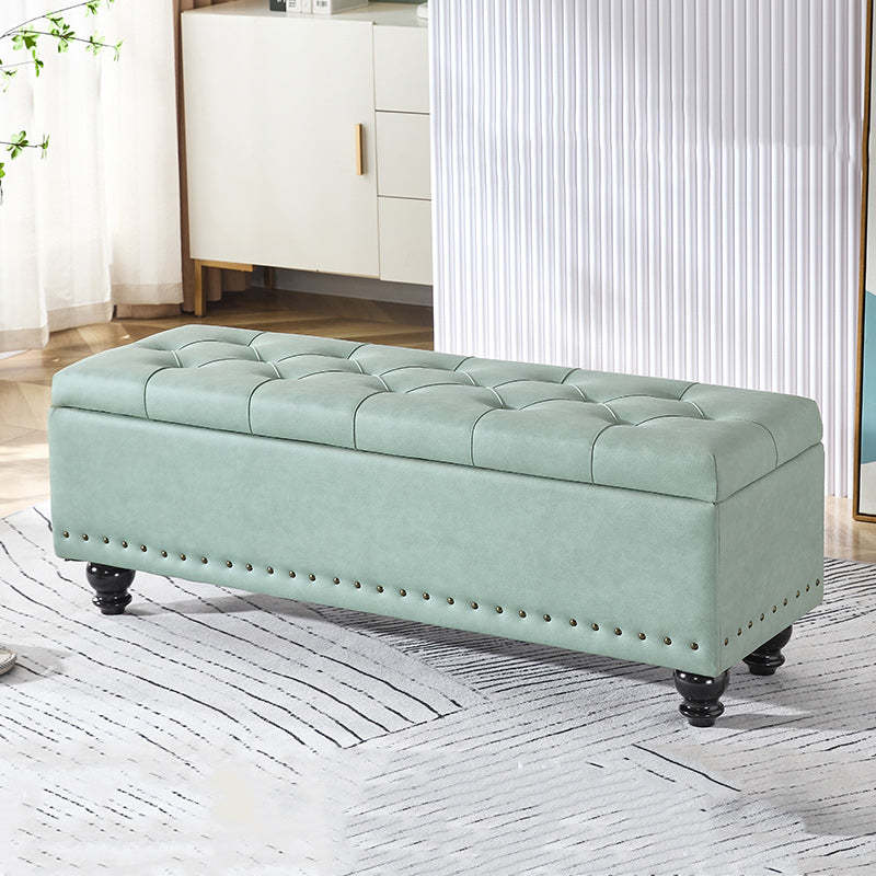 Scandinavian Fabric Wood Storage Bench — Light Gray