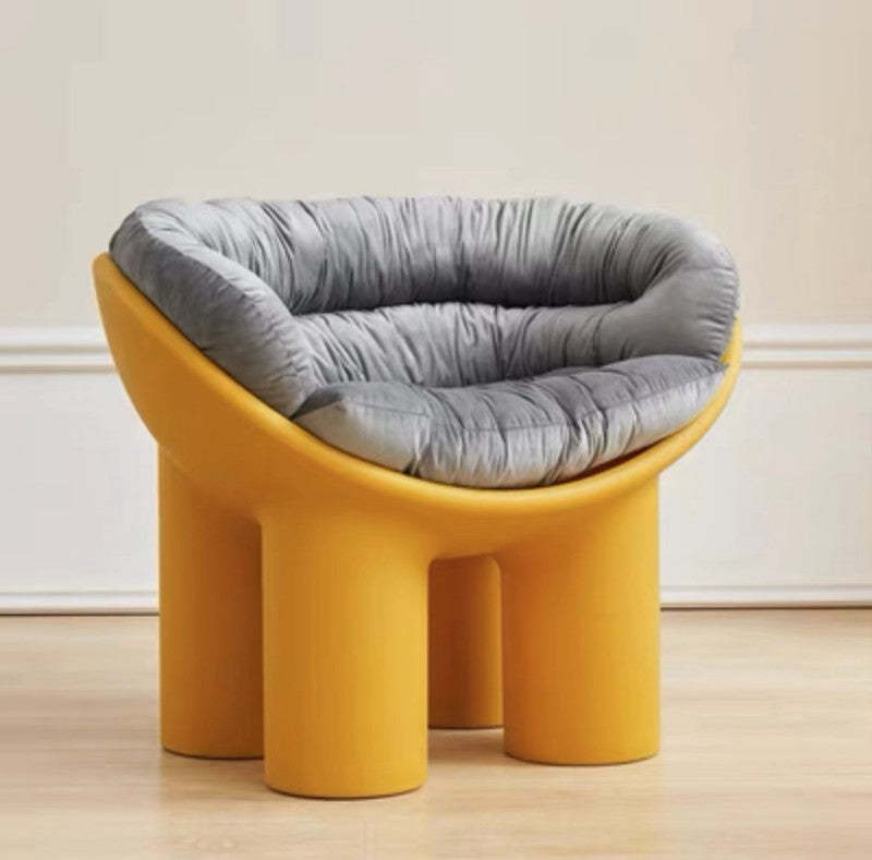 Scandinavian Elephant Leg Accent Chair — With Cushion / Black