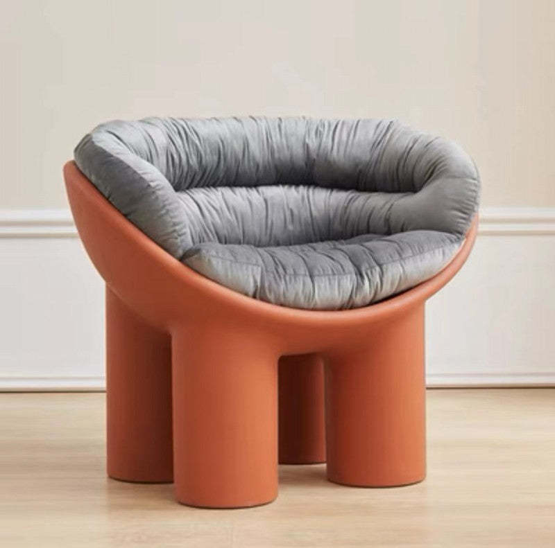Scandinavian Elephant Leg Accent Chair — With Cushion / Red