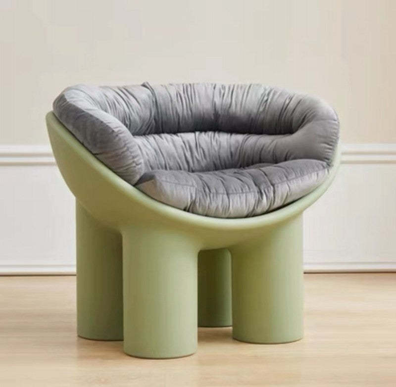 Scandinavian Elephant Leg Accent Chair — With Cushion / Dark Green