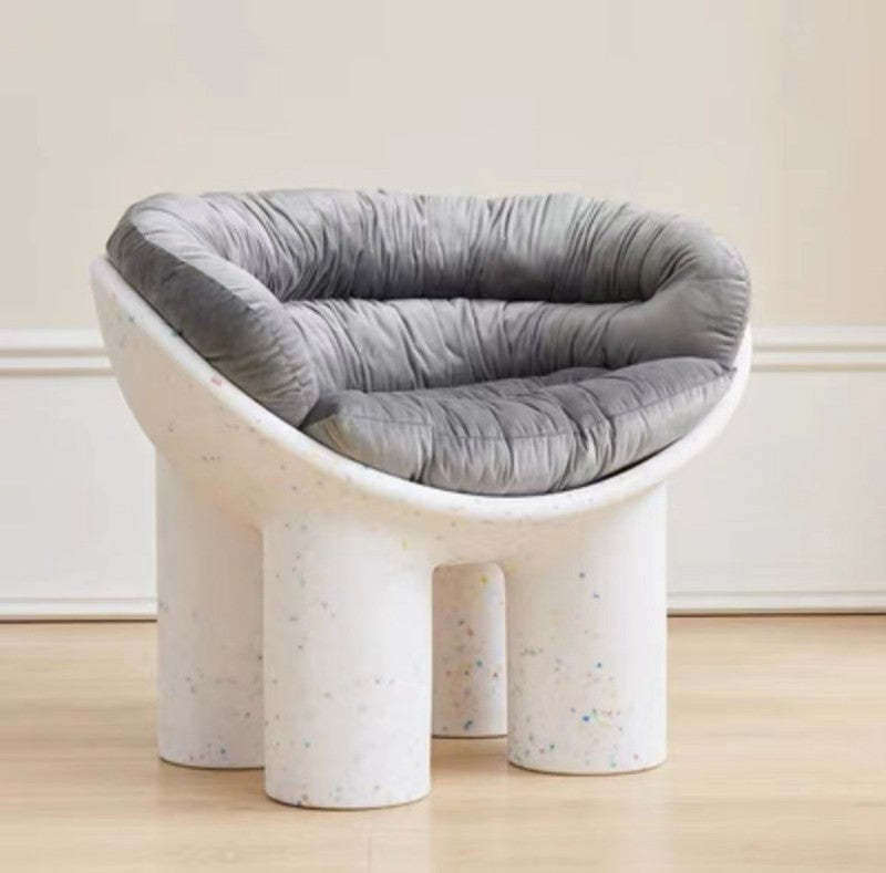Scandinavian Elephant Leg Accent Chair — With Cushion / Yellow