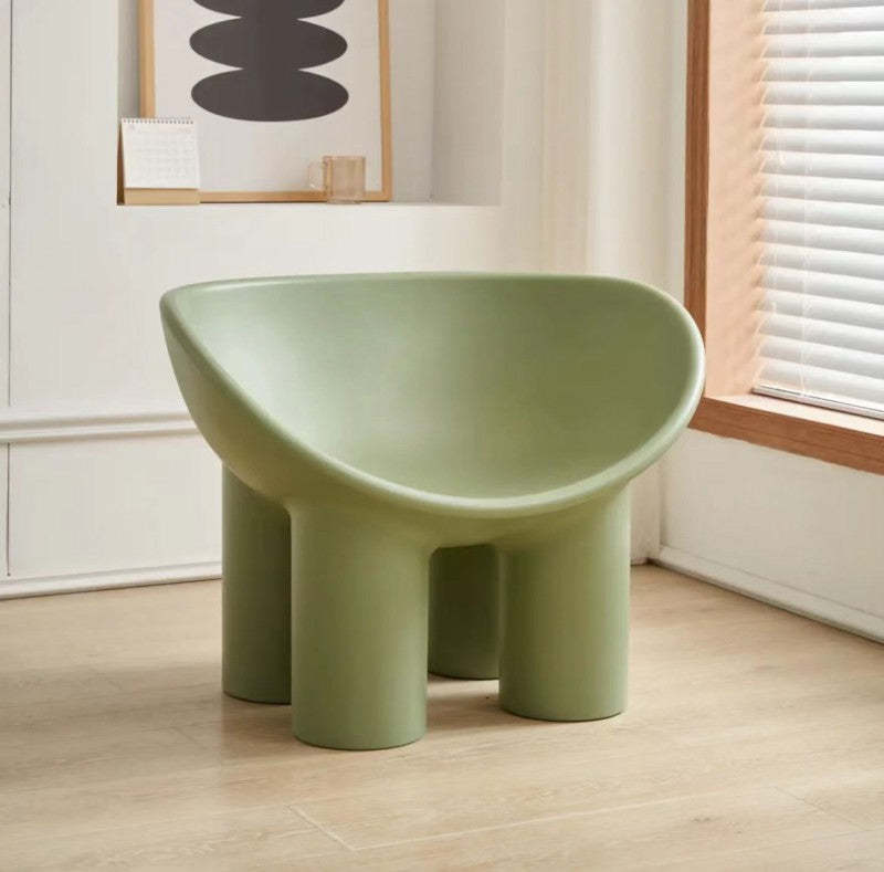 Scandinavian Elephant Leg Accent Chair — Without Cushion / Dark Green