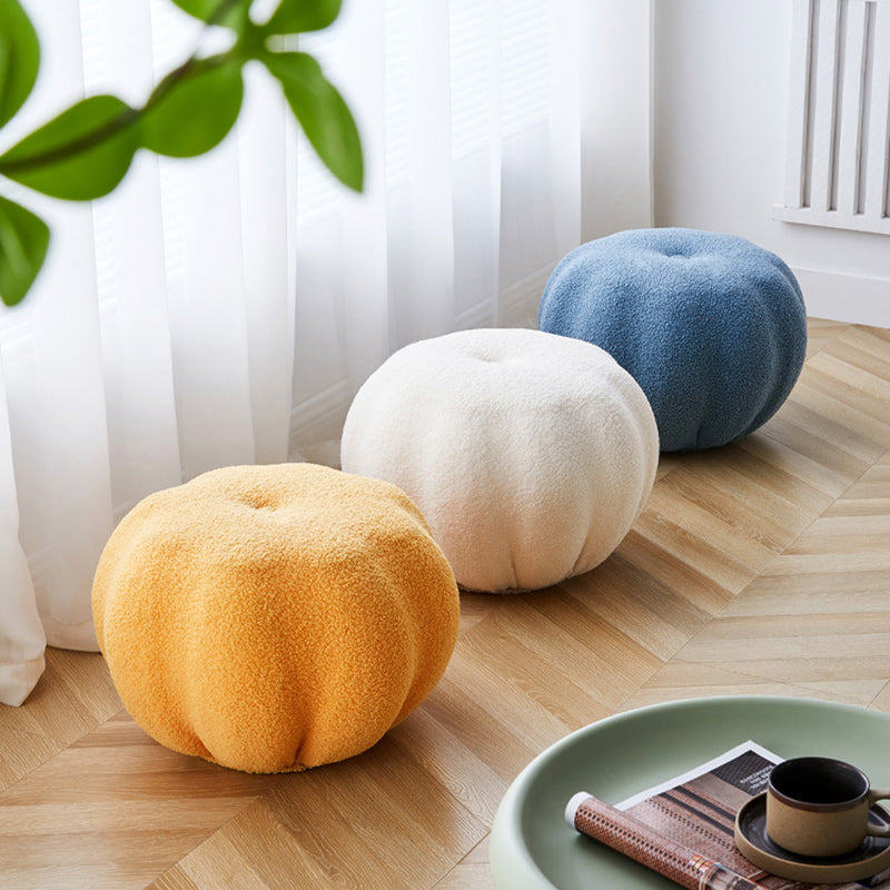 Modern Pumpkin Teddy Fleece EPS Footstool — Blue