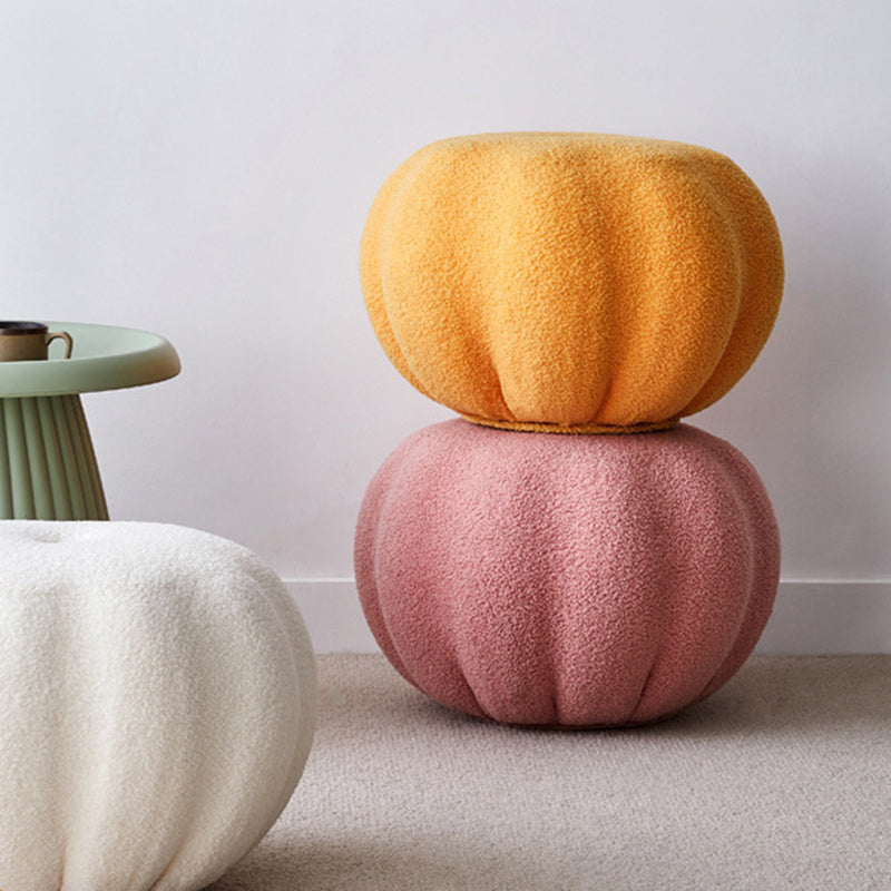 Modern Pumpkin Teddy Fleece EPS Footstool — Yellow
