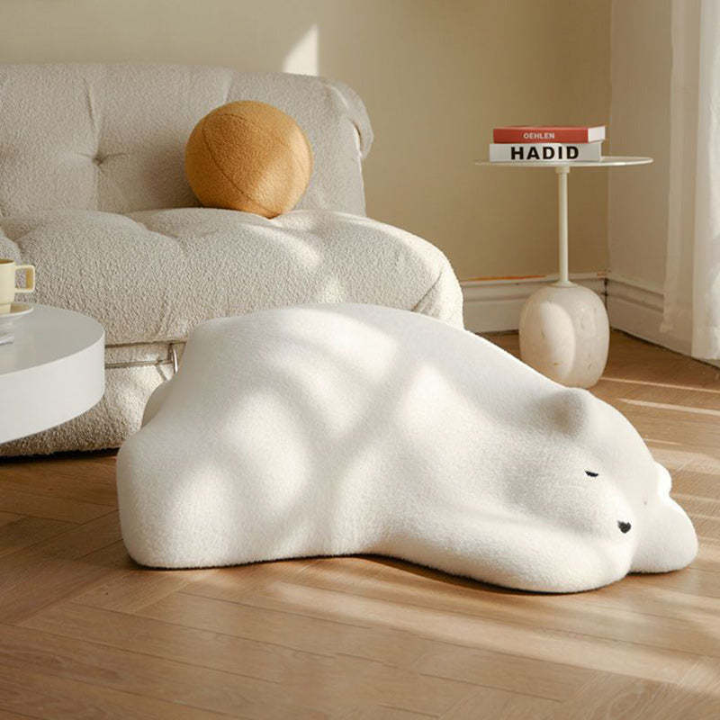Kids Polar Bear Velvet Wood Lazy Sofa