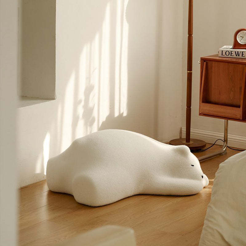Kids Polar Bear Velvet Wood Lazy Sofa
