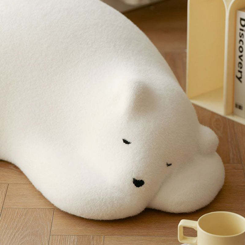 Kids Polar Bear Velvet Wood Lazy Sofa