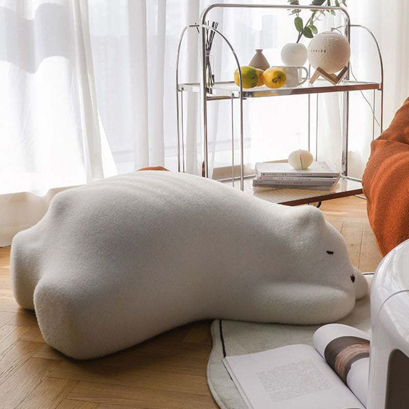 Kids Polar Bear Velvet Wood Lazy Sofa