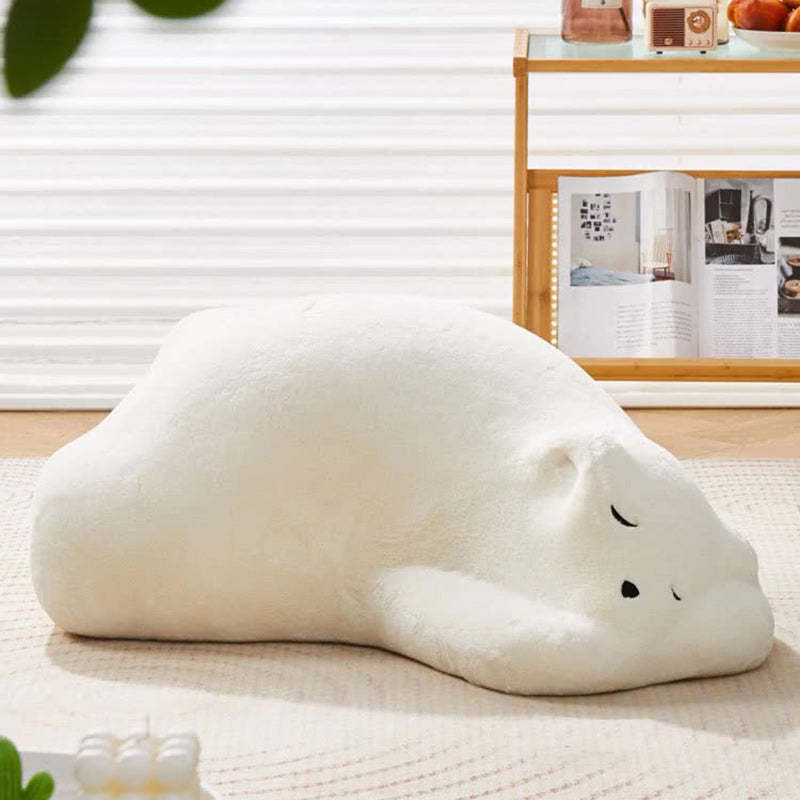 Kids Polar Bear Velvet Wood Lazy Sofa