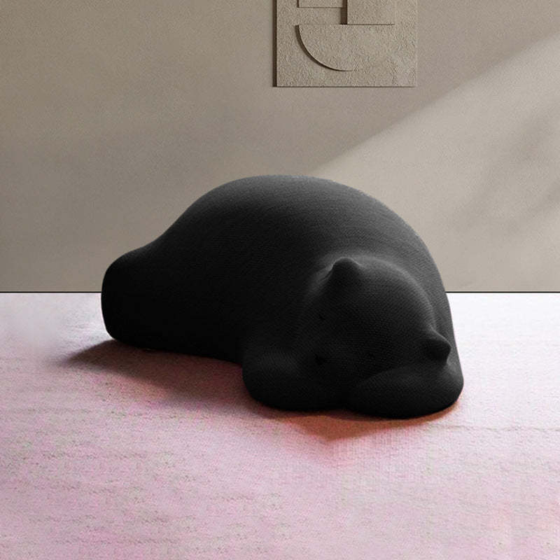 Kids Polar Bear Velvet Wood Lazy Sofa — Black
