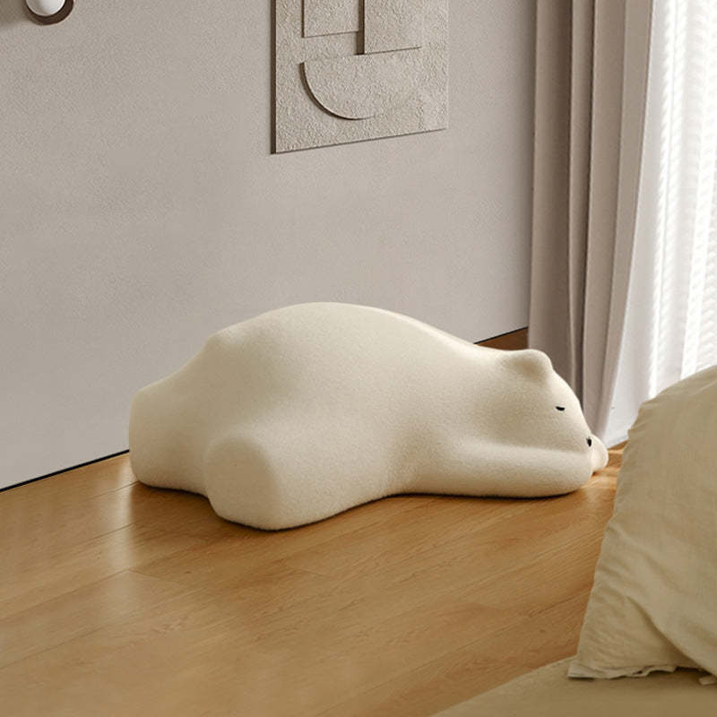 Kids Polar Bear Velvet Wood Lazy Sofa