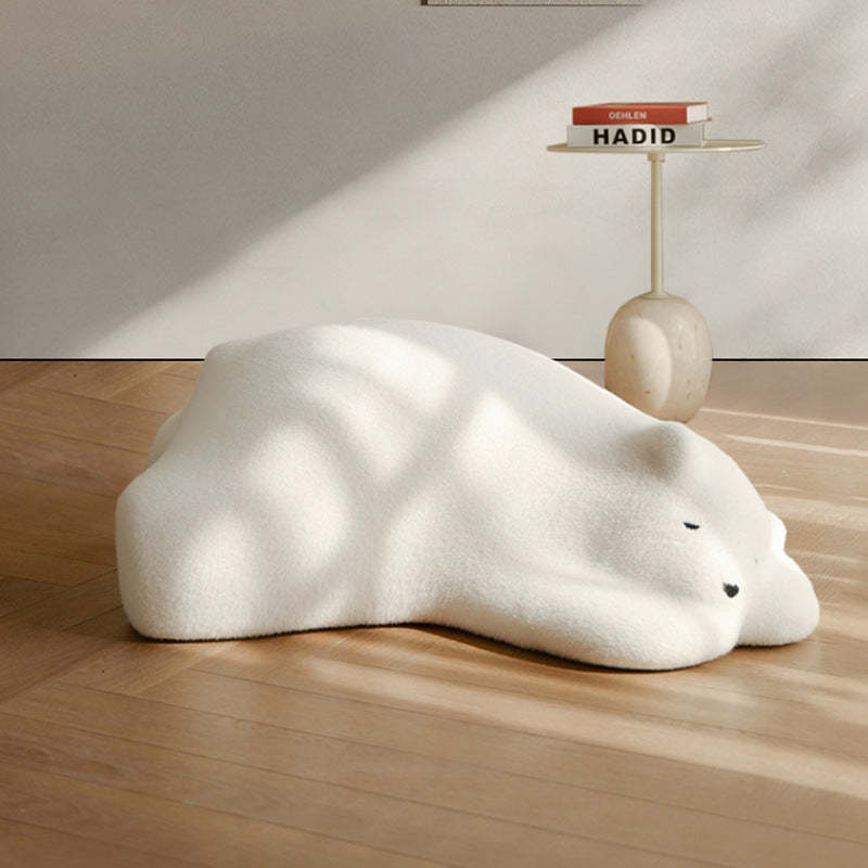 Kids Polar Bear Velvet Wood Lazy Sofa