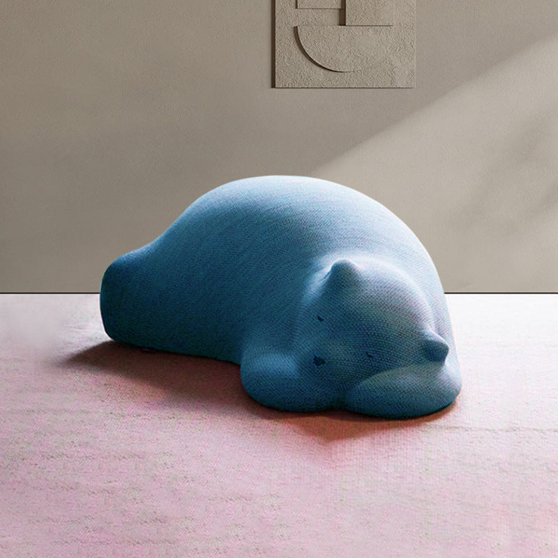 Kids Polar Bear Velvet Wood Lazy Sofa — Gray