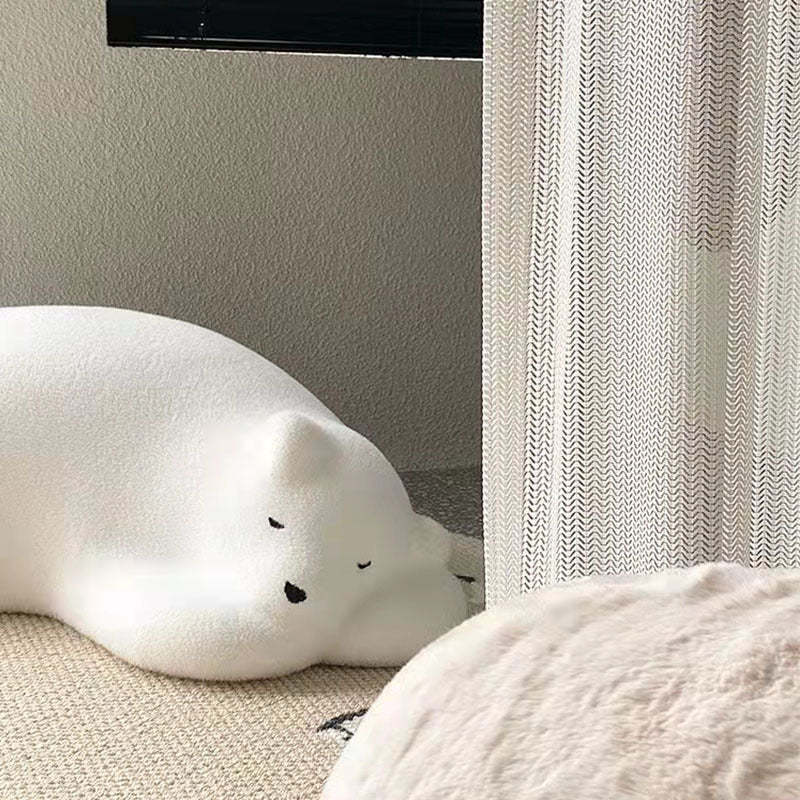 Kids Polar Bear Velvet Wood Lazy Sofa