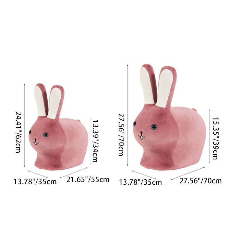 Kids Wood Velvet Rabbit Low Stool — Gray