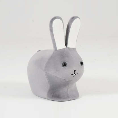 Kids Wood Velvet Rabbit Low Stool — Red