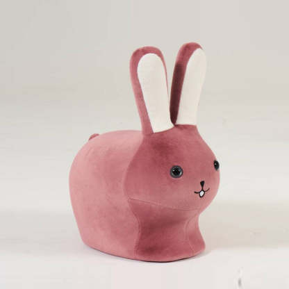 Kids Wood Velvet Rabbit Low Stool — White