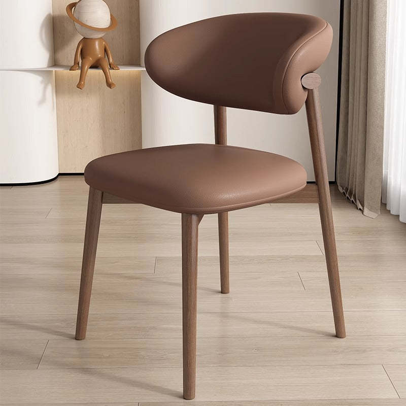 Scandinavian Iron Leather Dining Chair — Dark Gray + Black Leg