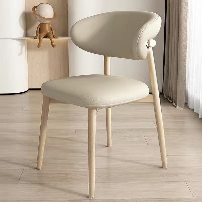 Scandinavian Iron Leather Dining Chair — Brown + Black Leg