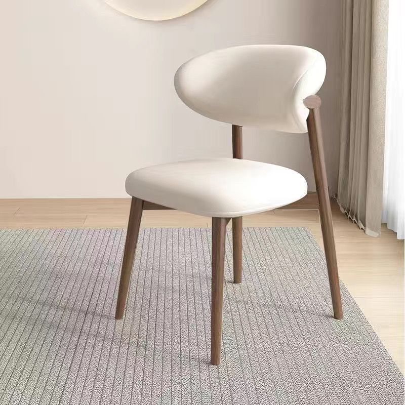 Scandinavian Iron Leather Dining Chair — Dark Gray + Walnut Leg
