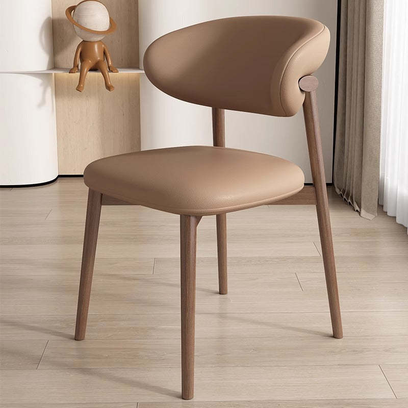 Scandinavian Iron Leather Dining Chair — White + White Leg