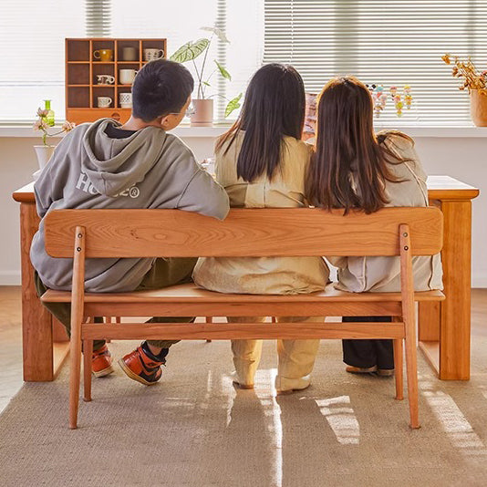 Nordic Cherry Wood Cushioned Bench