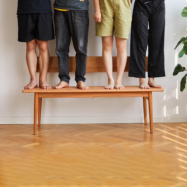 Nordic Cherry Wood Cushioned Bench