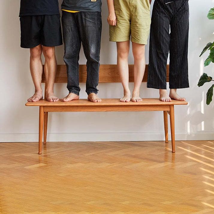 Nordic Cherry Wood Cushioned Bench