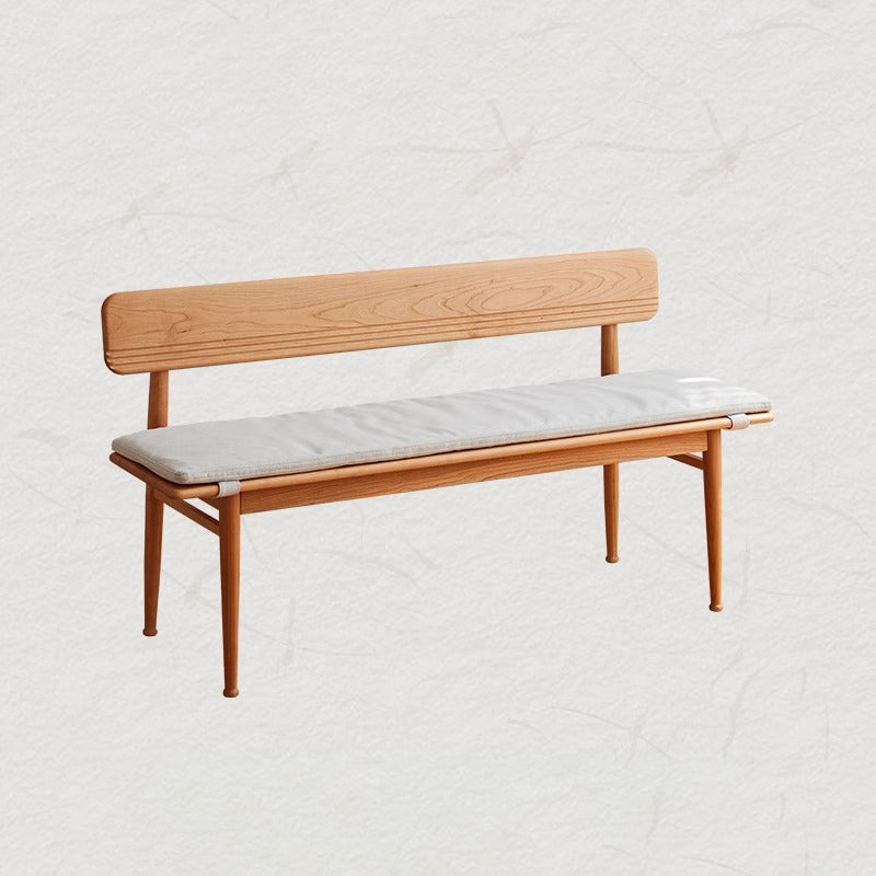 Nordic Cherry Wood Cushioned Bench