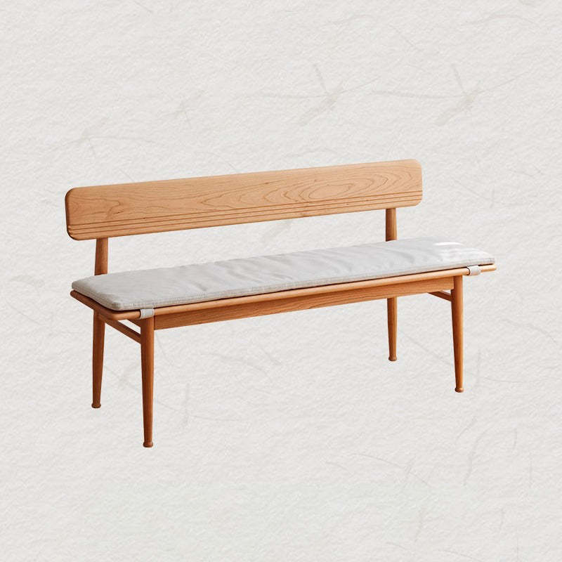 Nordic Cherry Wood Cushioned Bench