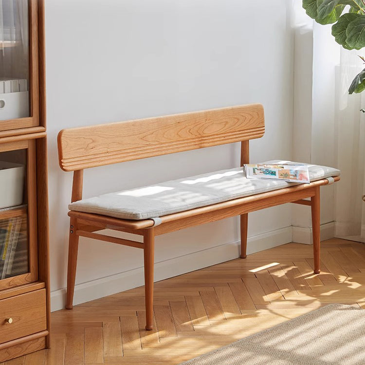 Nordic Cherry Wood Cushioned Bench