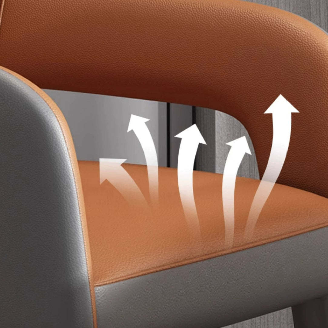 Modern Iron Leather Elliptical Dining Chair