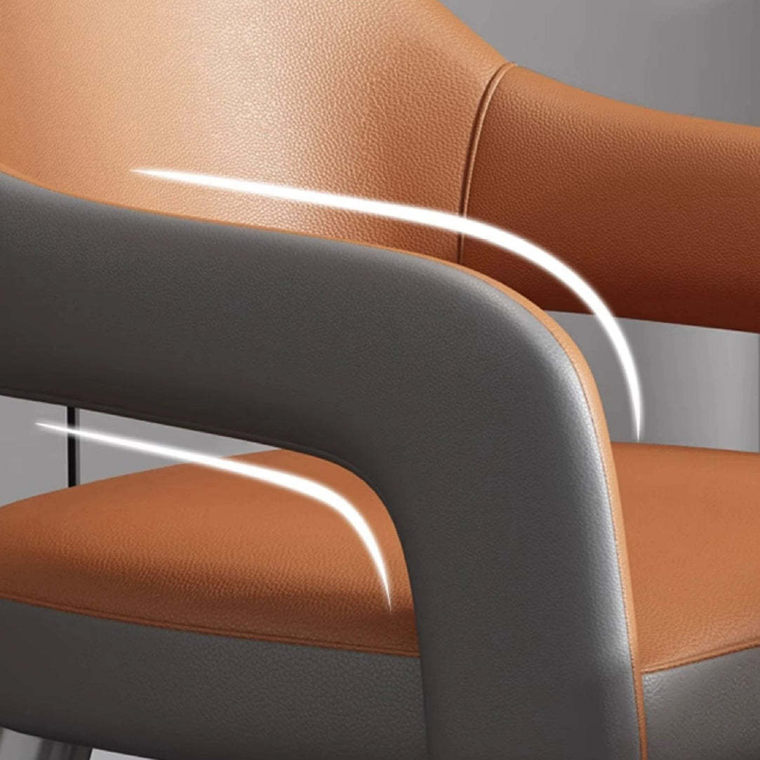 Modern Iron Leather Elliptical Dining Chair