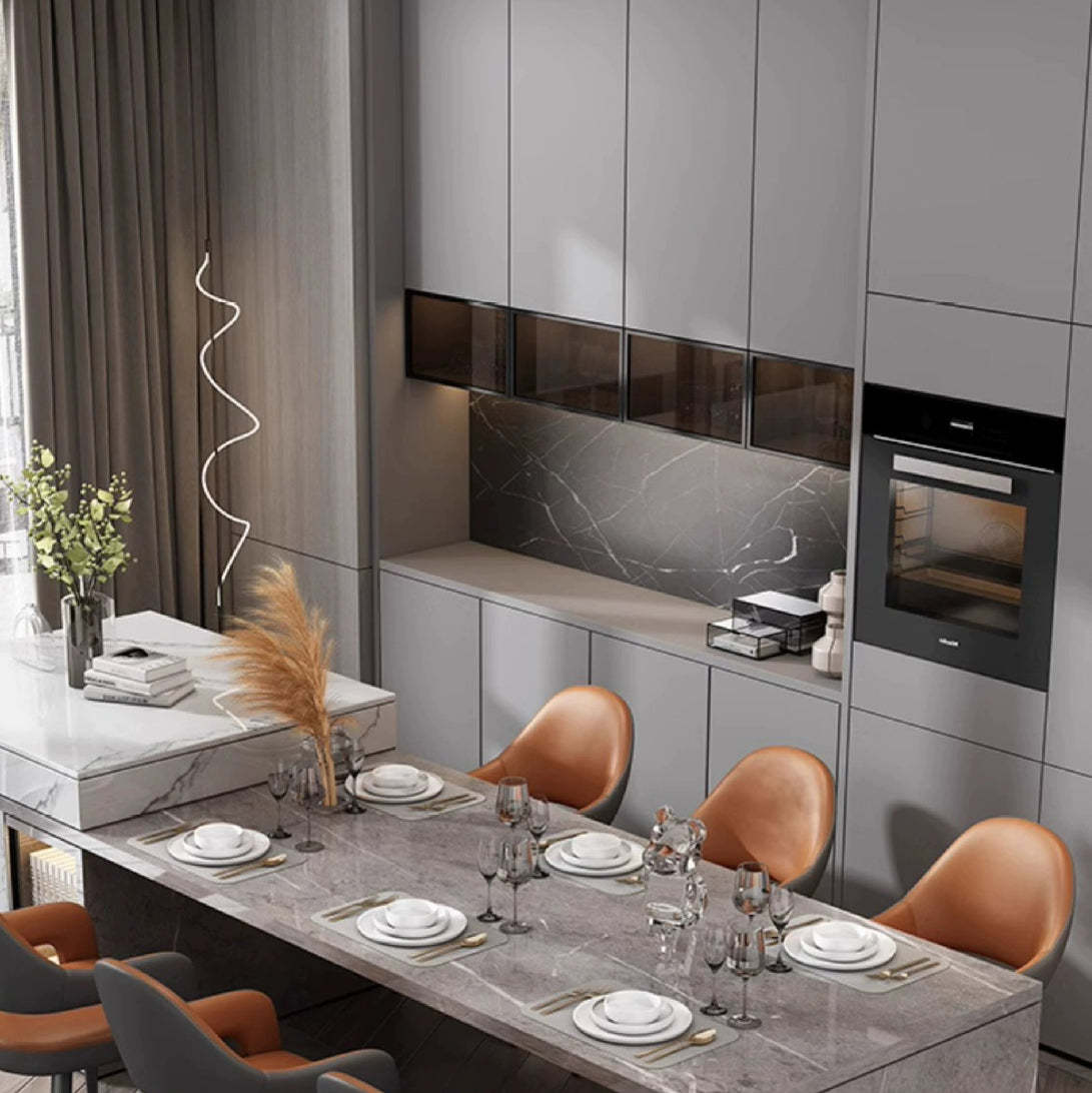Modern Iron Leather Elliptical Dining Chair