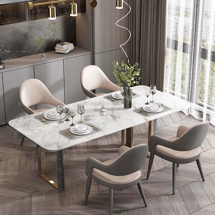 Modern Iron Leather Elliptical Dining Chair