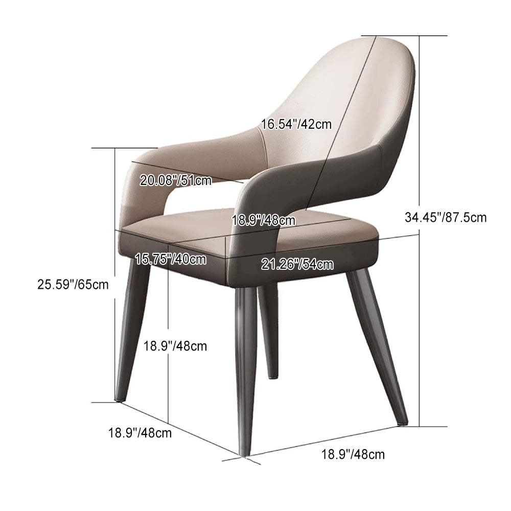 Modern Iron Leather Elliptical Dining Chair