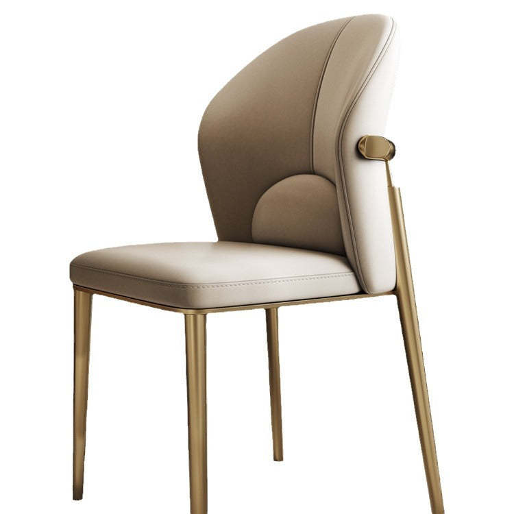 Scandinavian Cowhide Leather Curved Dining Chair
