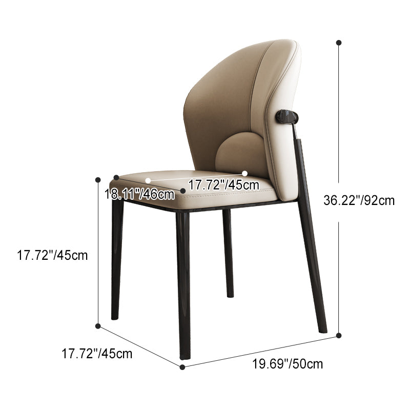 Scandinavian Cowhide Leather Curved Dining Chair