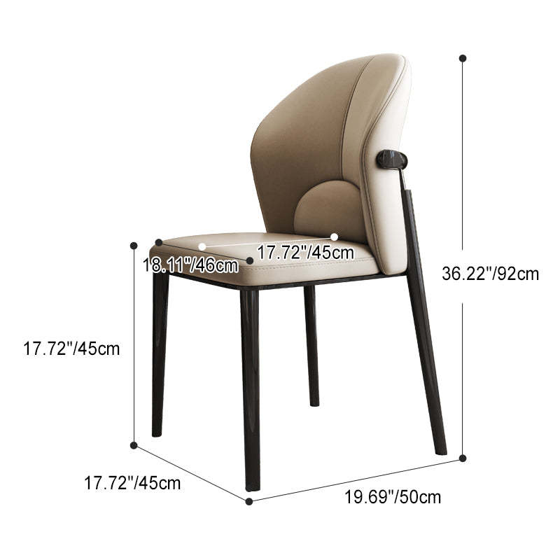 Scandinavian Cowhide Leather Curved Dining Chair