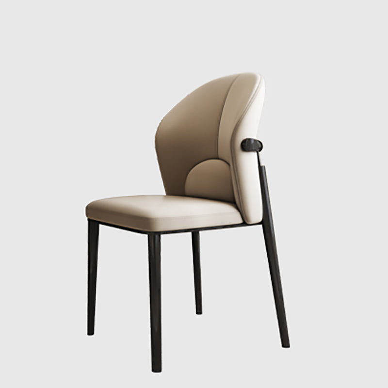 Scandinavian Cowhide Leather Curved Dining Chair
