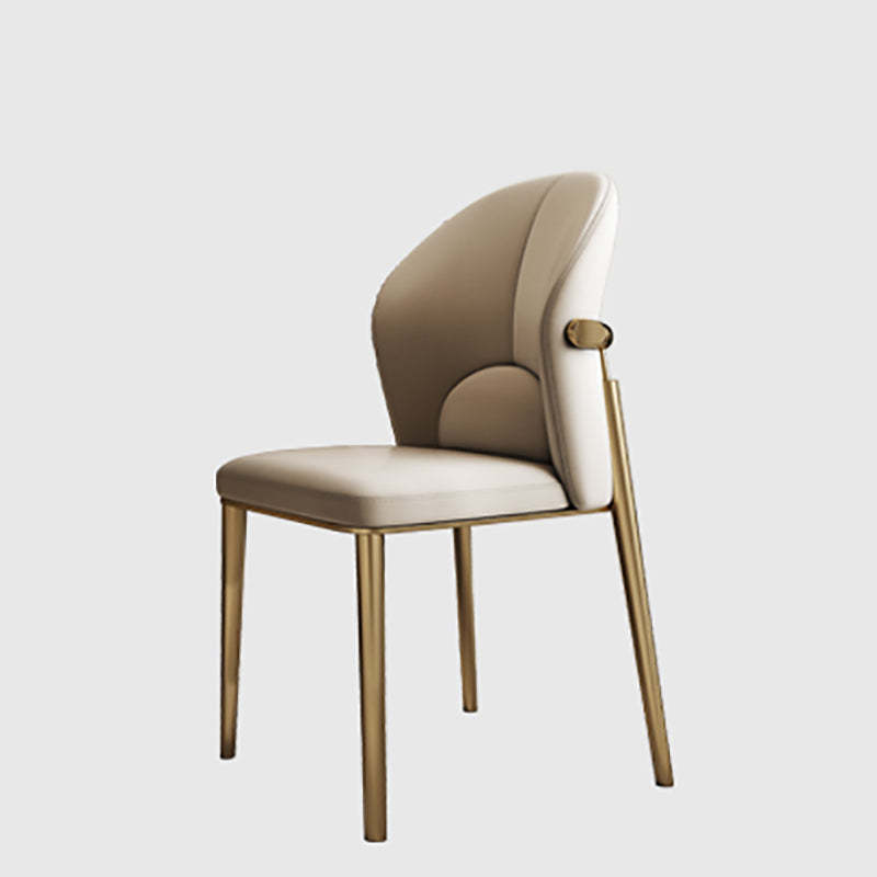 Scandinavian Cowhide Leather Curved Dining Chair