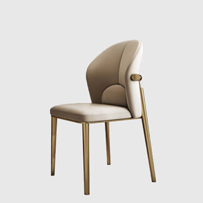 Scandinavian Cowhide Leather Curved Dining Chair
