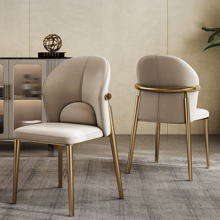 Scandinavian Cowhide Leather Curved Dining Chair