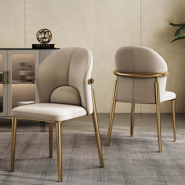 Scandinavian Cowhide Leather Curved Dining Chair — Simulated Wear-Resistant Leather / Black